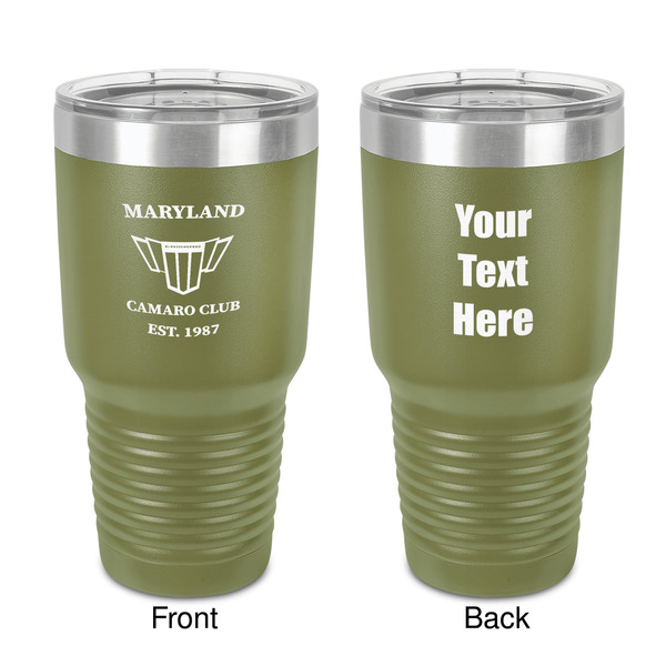 Custom Maryland Camaro Club Logo2 30 oz Stainless Steel Tumbler - Olive - Double-Sided