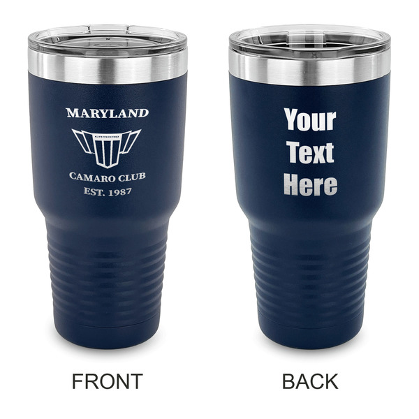 Custom Maryland Camaro Club Logo2 30 oz Stainless Steel Tumbler - Navy - Double-Sided