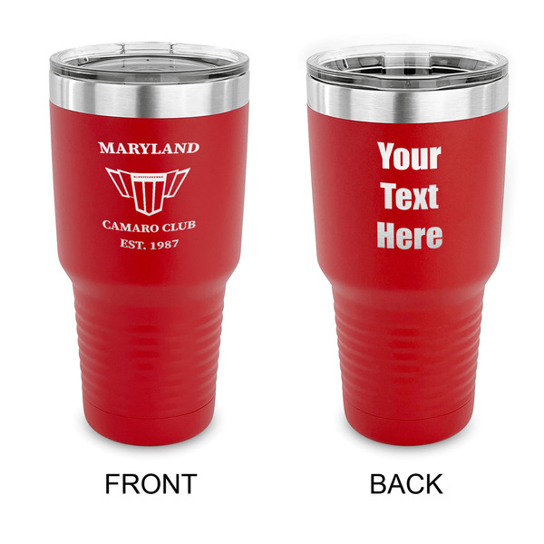 Custom Maryland Camaro Club Logo2 30 oz Stainless Steel Tumbler - Red - Double-Sided