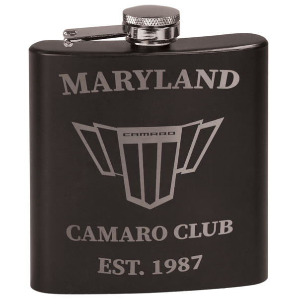 Custom Maryland Camaro Club Logo2 Black Flask Set