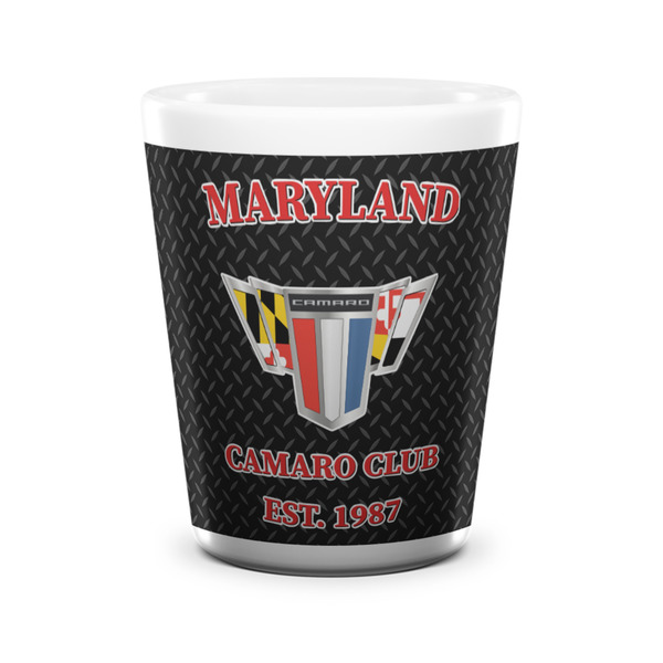 Custom Maryland Camaro Club Logo2 Ceramic Shot Glass - 1.5 oz - White - Single