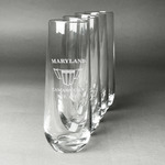 Maryland Camaro Club Logo2 Champagne Flutes - Stemless - Laser Engraved - Set of 4