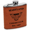 Maryland Camaro Club Logo2 Cognac Leatherette Wrapped Stainless Steel Flask