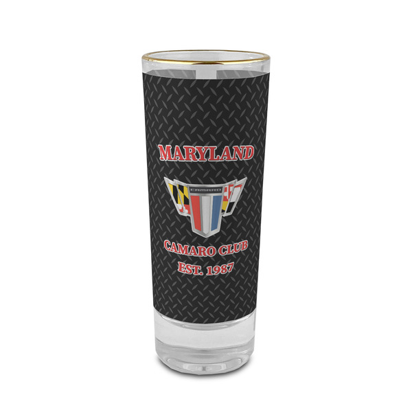 Custom Maryland Camaro Club Logo2 2 oz Shot Glass - Glass with Gold Rim