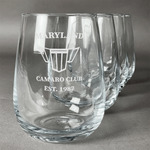 Maryland Camaro Club Logo2 Stemless Wine Glasses - Laser Engraved- Set of 4