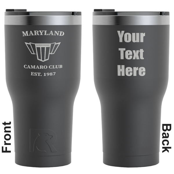 Custom Maryland Camaro Club Logo2 RTIC Tumbler - Black - Laser Engraved - Double-Sided