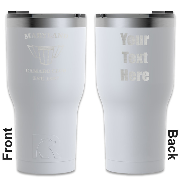 Custom Maryland Camaro Club Logo2 RTIC Tumbler - White - Laser Engraved - Double-Sided