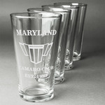 Maryland Camaro Club Logo2 Pint Glasses - Laser Engraved - Set of 4