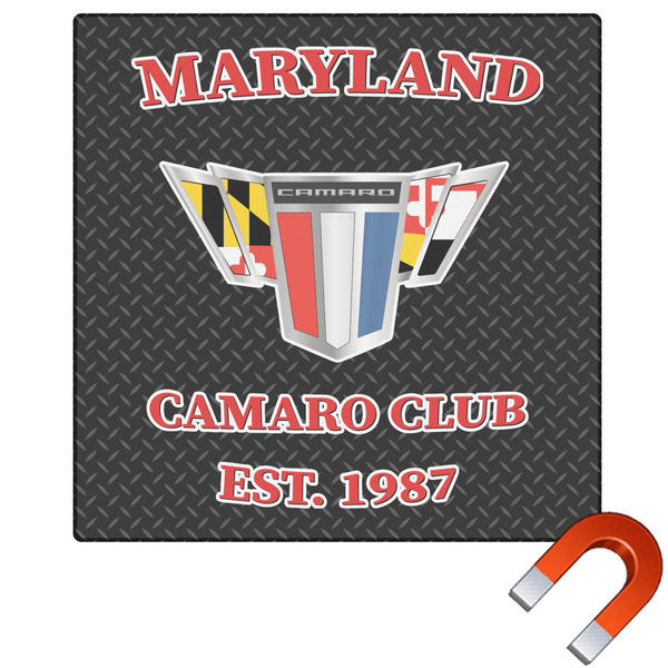 Custom Maryland Camaro Club Logo2 Square Car Magnet - 6"