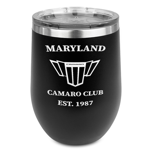 Custom Maryland Camaro Club Logo2 Stemless Stainless Steel Wine Tumbler - Black - Double-Sided