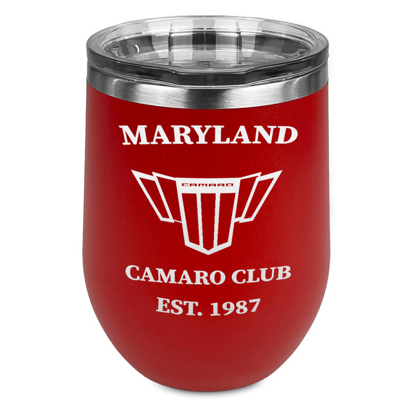 Custom Maryland Camaro Club Logo2 Stemless Stainless Steel Wine Tumbler - Red - Double-Sided