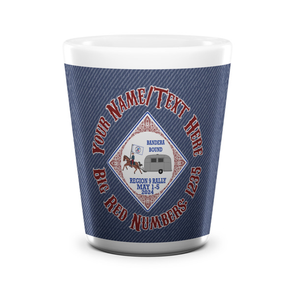 Custom Bandera Region 9 Rally Ceramic Shot Glass - 1.5 oz - White - Single