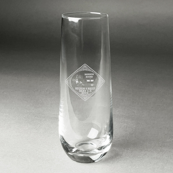 Custom Bandera Region 9 Rally Champagne Flute - Stemless - Laser Engraved - Single