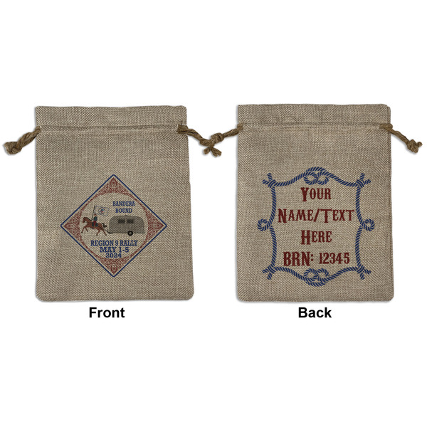 Custom Bandera Region 9 Rally Burlap Gift Bag - Medium -Double-Sided