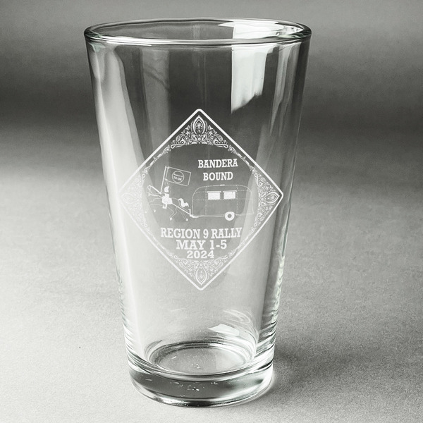 Custom Bandera Region 9 Rally Pint Glass - Laser Engraved