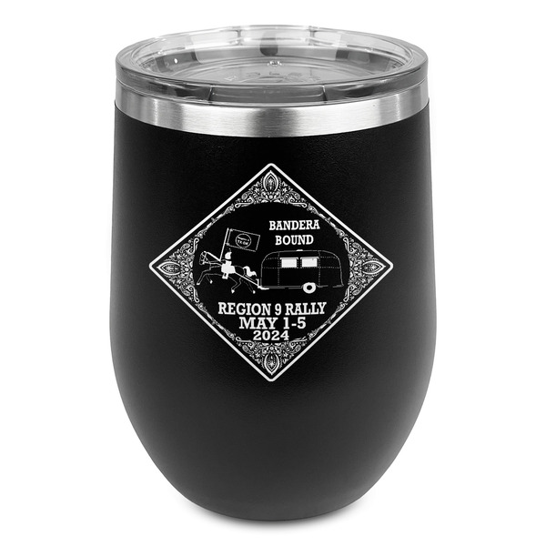 Custom Bandera Region 9 Rally Stemless Stainless Steel Wine Tumbler - Black - Double-Sided