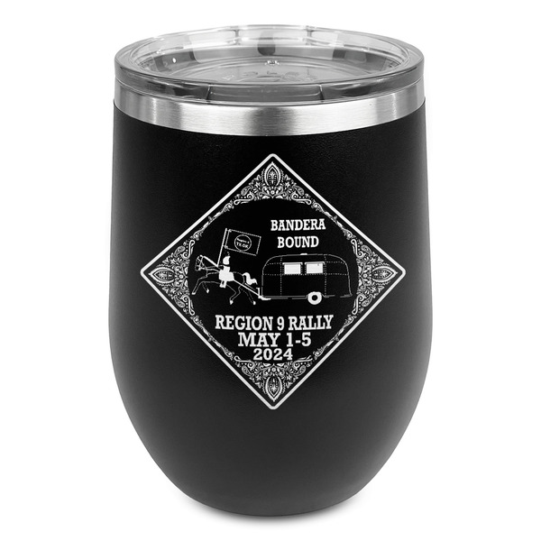 Custom Bandera Region 9 Rally Stemless Stainless Steel Wine Tumbler - Black - Single-Sided