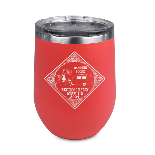 Custom Bandera Region 9 Rally Stemless Stainless Steel Wine Tumbler - Coral - Double-Sided