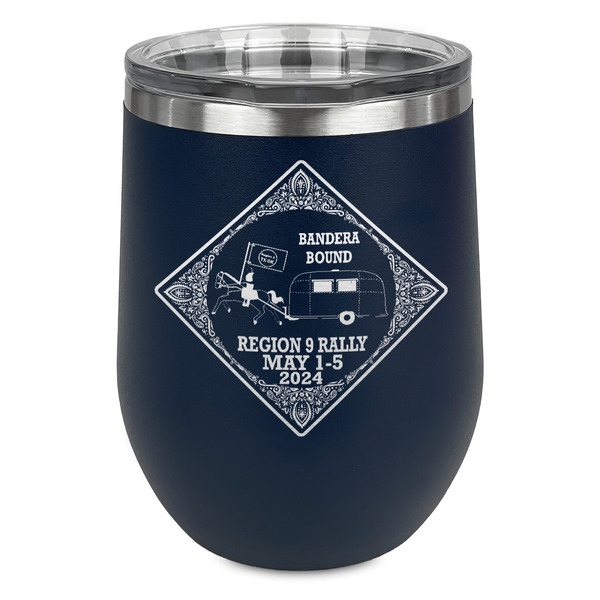 Custom Bandera Region 9 Rally Stemless Stainless Steel Wine Tumbler - Navy - Double-Sided