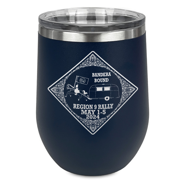 Custom Bandera Region 9 Rally Stemless Stainless Steel Wine Tumbler - Navy - Single-Sided