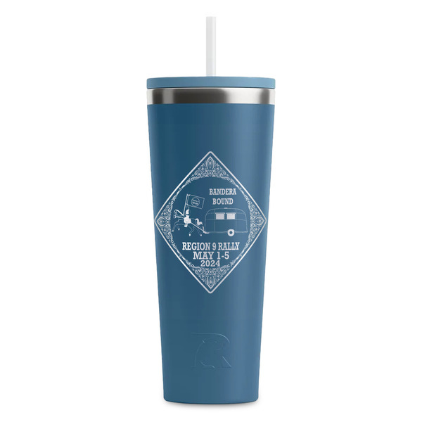 Custom Bandera Region 9 Rally RTIC Everyday Tumbler with Straw - 28oz - Steel Blue - Double-Sided