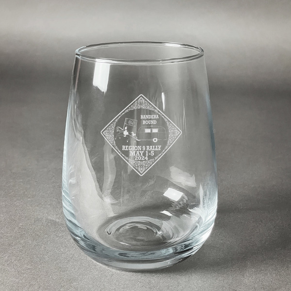 Custom Bandera Region 9 Rally Stemless Wine Glass - Laser Engraved