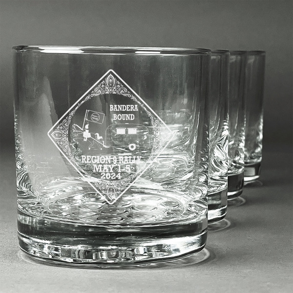 Custom Bandera Region 9 Rally Whiskey Glasses - Engraved - Set of 4