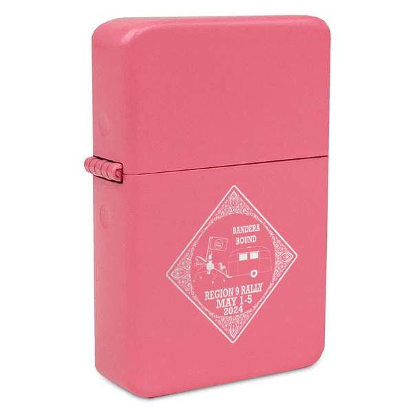 Custom Bandera Region 9 Rally Windproof Lighter - Pink - Single-Sided