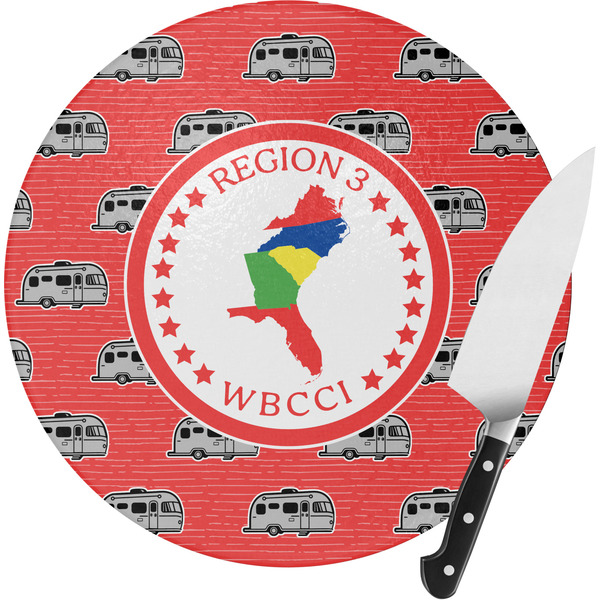 Custom Region 3 Logo Round Glass Cutting Board - Small