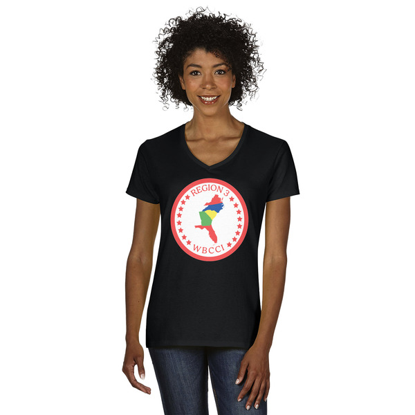 Custom Region 3 Logo Women's V-Neck T-Shirt - Black