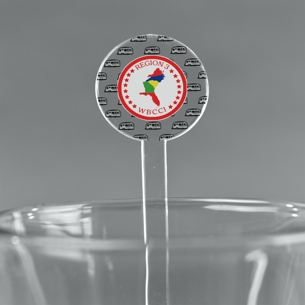 Custom Region 3 Logo 7" Round Plastic Stir Sticks - Clear