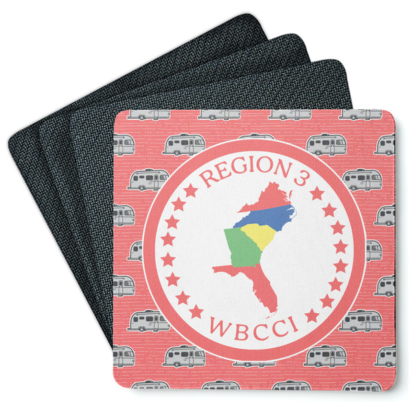 Custom Region 3 Logo Square Rubber Backed Coasters - Set of 4