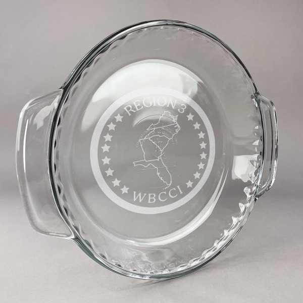 Custom Region 3 Logo Glass Pie Dish - 9.5in Round