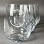 Region 3 Logo Stemless Wine Glasses - Laser Engraved- Set of 4