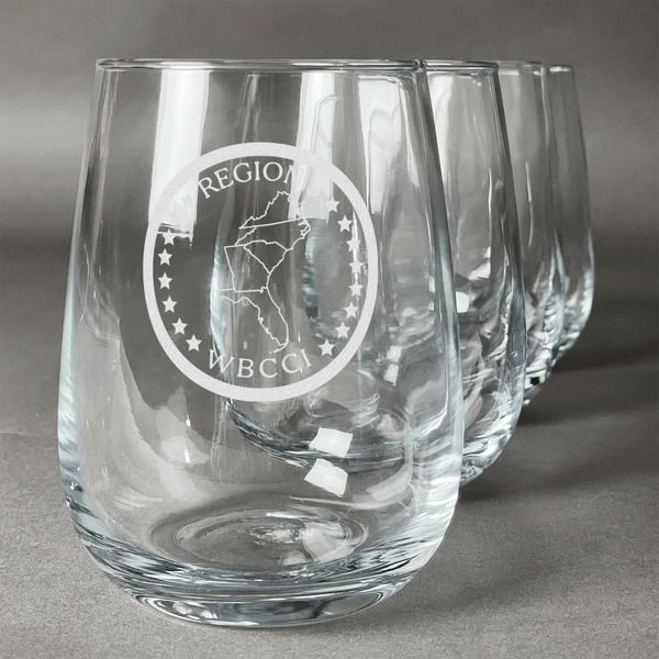 Custom Region 3 Logo Stemless Wine Glasses - Laser Engraved- Set of 4