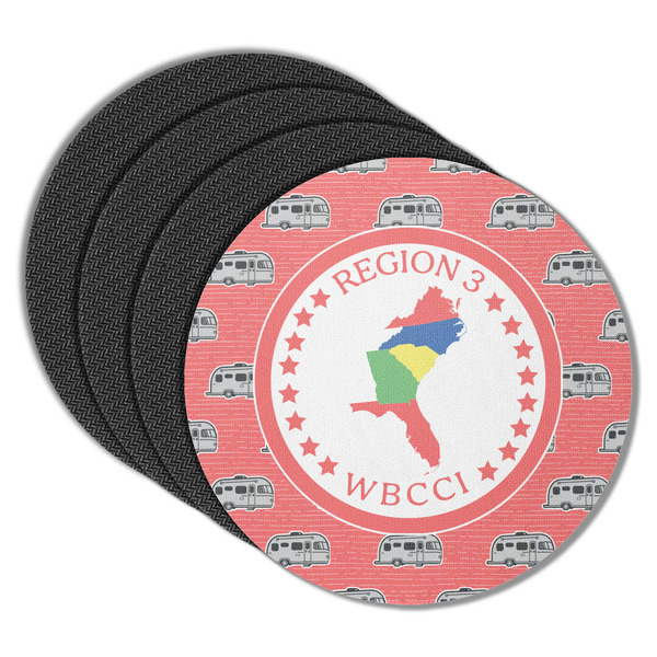 Custom Region 3 Logo Round Rubber Backed Coasters - Set of 4