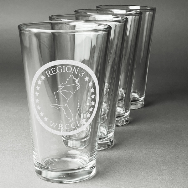 Custom Region 3 Logo Pint Glasses - Laser Engraved - Set of 4