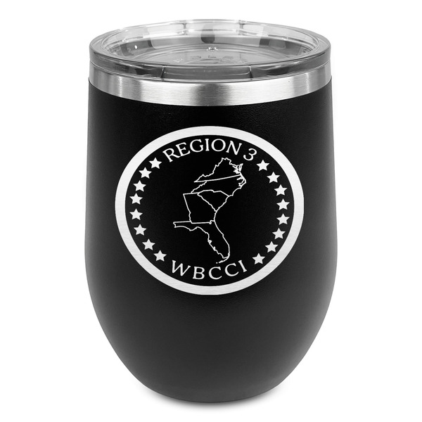 Custom Region 3 Logo Stemless Stainless Steel Wine Tumbler - Black - Double-Sided