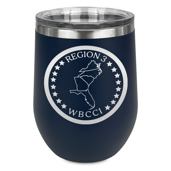 Custom Region 3 Logo Stemless Stainless Steel Wine Tumbler - Navy - Double-Sided