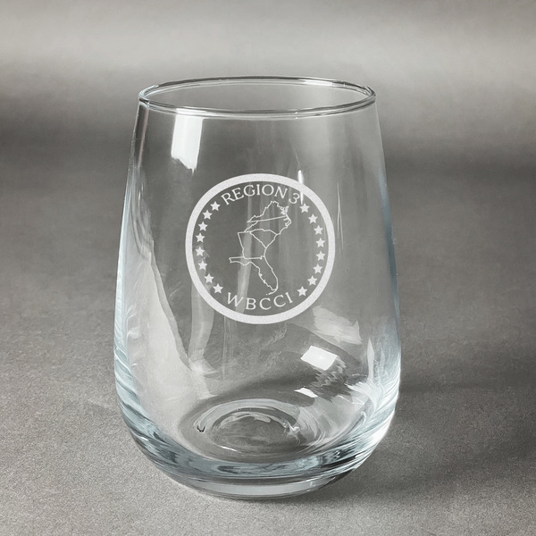 Custom Region 3 Logo Stemless Wine Glass - Laser Engraved- Single