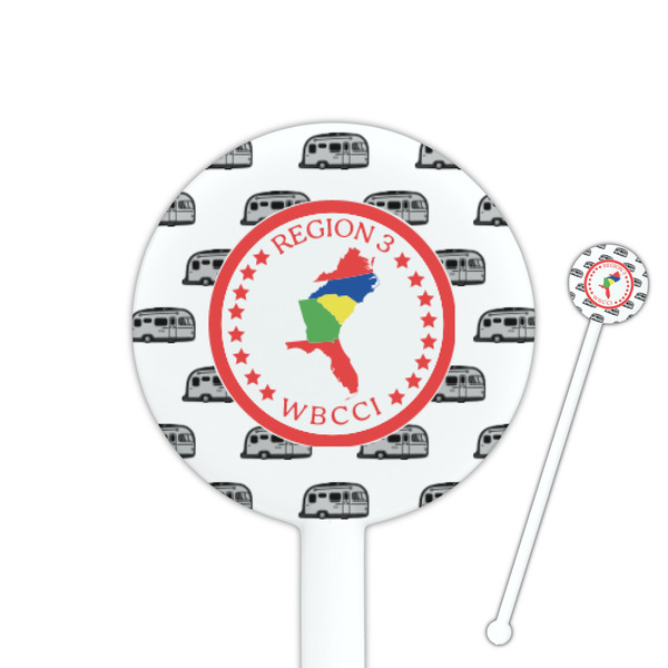 Custom Region 3 Logo 5.5" Round Plastic Stir Sticks - White - Double-Sided