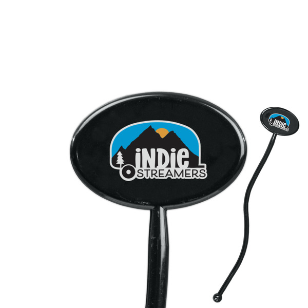 Custom Airstream Indie Club Logo 7" Oval Plastic Stir Sticks - Black - Single-Sided