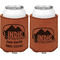 Airstream Indie Club Logo Cognac Leatherette Can Sleeve - Double Sided Front and Back