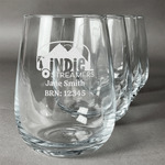 Airstream Indie Club Logo Stemless Wine Glasses - Laser Engraved- Set of 4