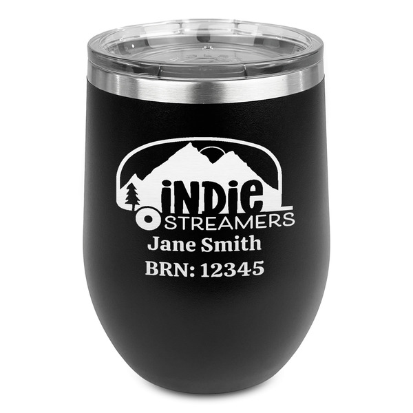 Custom Airstream Indie Club Logo Stemless Stainless Steel Wine Tumbler - Black - Double-Sided