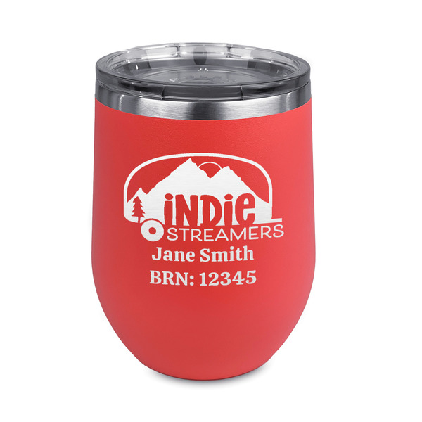 Custom Airstream Indie Club Logo Stemless Stainless Steel Wine Tumbler - Coral - Double-Sided