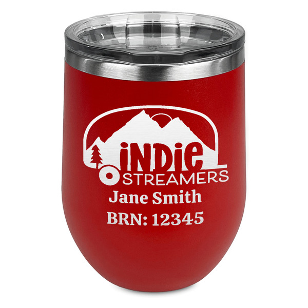 Custom Airstream Indie Club Logo Stemless Stainless Steel Wine Tumbler - Red - Double-Sided