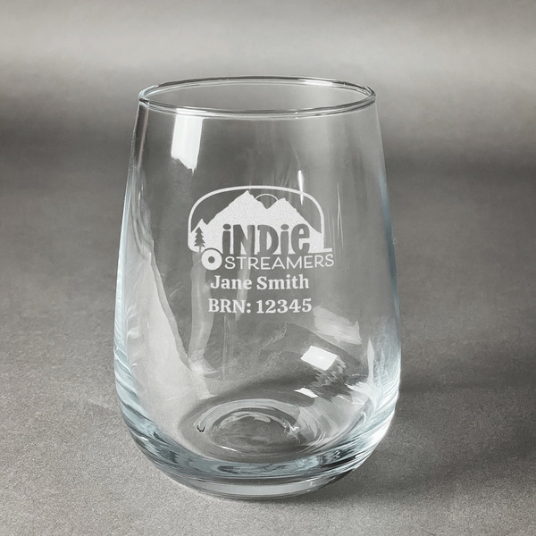 Custom Airstream Indie Club Logo Stemless Wine Glass - Laser Engraved