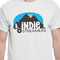 Airstream Indie Club Logo White Crew T-Shirt on Model - CloseUp