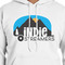 Airstream Indie Club Logo White Hoodie on Model - CloseUp